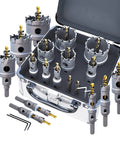 Heavy Duty Tungsten Carbide Tipped Hole Saw Kit 10 Pieces For Hard Metals With Titanium Plated Pilot Center Drill Bits And 2 L Wrenches