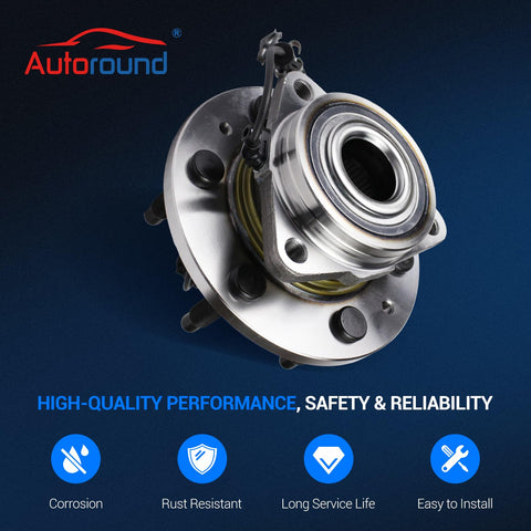 Front Wheel Hub And Bearing Assembly Set For 4x4 4WD Chevy Tahoe Suburban Silverado Avalanche GMC Yukon XL Sierra 1500 Cadillac Escalade ESV EXT 2007 To 2014 shown from top side