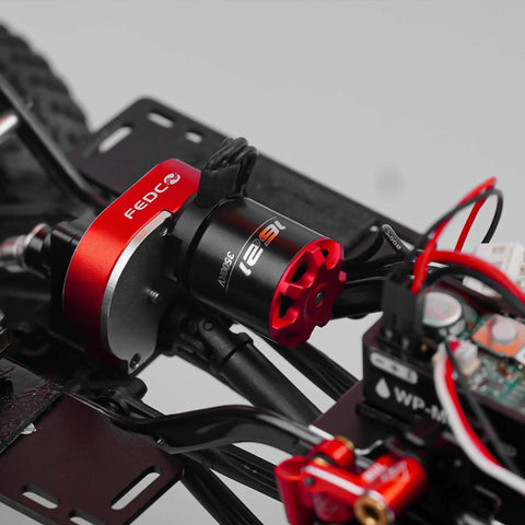 Close-up of SCX24 Brushless Motor And ESC Combo With Hobbywing QUICRUN Outer1621SL mounted on Axial SCX24 RC Crawler