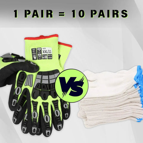 All Purpose A5 Cut Resistant Work Gloves For Men And Women With Rugged Grip And Impact Protection vs regular gloves