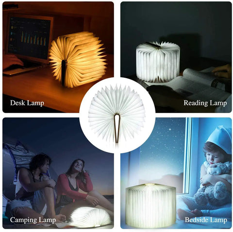 Wooden Book Light Foldable Reading Lamp With 3 Color LED Bookish Glow That Hits Portable Paper Shade Book Decor For Home Or Travel Cozy Gift
