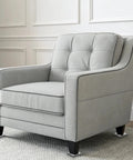 Gray armchair on carpet showing use of 8 Pack Carpet Furniture Sliders For Heavy Furniture On Carpet Heavy Duty Square Sliders 1.97x0.31 In Reusable Moving Pads