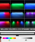 Sixteen Inch 18W RGB LED Light Bars Kit With App Control And Remote, 16 Million Colors, color variations display