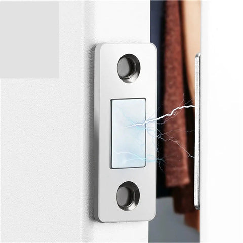 Magnetic Cabinet Catches Set For Quick Snug Closures Invisible Door Latches That Keep Cabinets Shut Tight gold finish close-up view