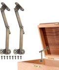 Two Pack Folding Lid Support Hinges Left Side Lift Up Stay Brass Rotatable Hinges for Cabinets Wardrobes Wooden Jewelry Boxes