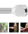 Super Heavy Duty Stainless Steel Atv Lug Nuts Kit Fits 10 12 And 14 Inch Rims With Secure M10 Metric Threads For Utv Quads Beat Mud And Sand Like A Boss close-up silver ATV lug nut with threaded M10 bolt