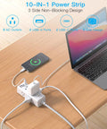 Ultimate Desktop Power Strip With 6 Outlets And 4 USB Ports Including 2 USB C Fast Charge Ports connected to laptop and phone