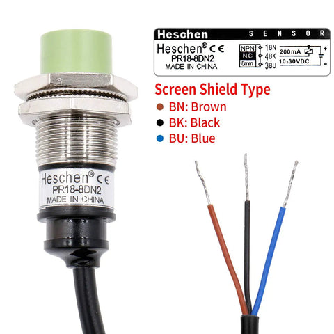 Inductive Proximity Sensor Switch M18 8mm Sensing Distance, DC 12 to 24V, 3 Wire NPN Normally Closed, Cylindrical Type