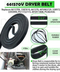 Master Grade Dryer Repair Kit Compatible With Whirlpool And Kenmore Featuring Solid Drum Rollers Idler Pulleys And Heavy Duty Drive Belt Zero Sweat Diy Setup, durable rubber dryer belt with 4 ribs.