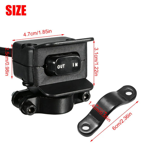 Heavy Duty 12V Winch Switch With Mounting Bracket Featuring Thumb Control Rocker For Atv Utv And 4 Wheeler close-up view with dimensions.