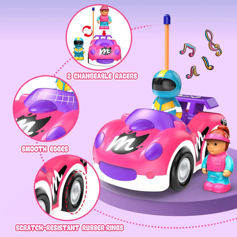 Toddler Friendly Remote Control Car For Girls Aged 2 To 4 Simple Two Button RC Vehicle With Lights And Music Kiddo Approved