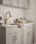 Modern kitchen with Champagne Bronze Cabinet Pull Five And Nine Sixteenth Inch Overall Length And Five And One Sixteenth Inch Center To Center Mounting
