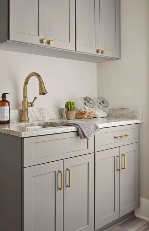 Modern kitchen with Champagne Bronze Cabinet Pull Five And Nine Sixteenth Inch Overall Length And Five And One Sixteenth Inch Center To Center Mounting