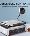 Top Rated Kuybtu Electric Grill 1800W 3600W Panini Maker stainless steel with double-sided flip heating feature.
