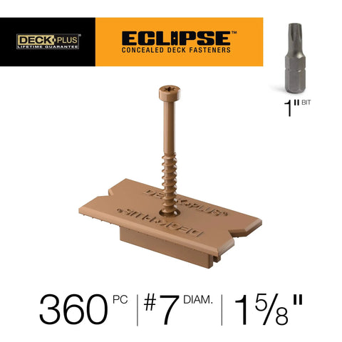 Hidden Deck Fasteners And Screws Set For Grooved Composite And Wood Decks, Stainless Steel, Brown Finish, 360 Pack, Concealed Clip System