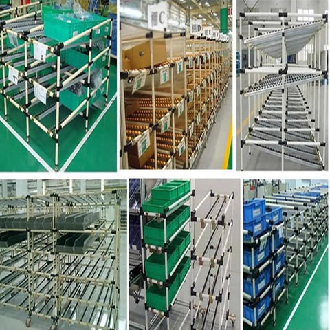 Heavy Duty Rail Conveyor Wheel Set For Pallets And Cargo, Aluminum Alloy Flow Rails With Adjustable 1m Length in warehouse setup