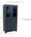 Front view of Resin Garage Storage Cabinet With Two Acrylic Glass Doors Freestanding Utility Organizer For Laundry Room