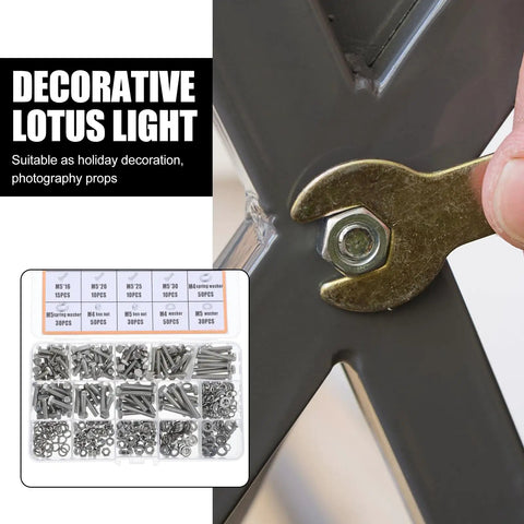 375-Piece Pro Grade 304 Stainless Steel Hex Bolts Nuts And Flat Washers Assortment Kit with wrench tightening bolt