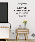 1 Foot Flat Plug Extension Cord With 16 AWG 3 Prong Male To Female beneath wall-mounted TV in modern office space