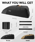Top Tube Bike Bag For Cycling Dope 1L Frame Storage Waterproof Bikepacking Bag in black and khaki, straps and gasket shown