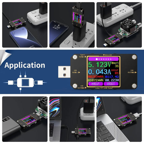 2 In 1 Digital USB Tester Meter With Type C Connector measuring voltage current power capacity on laptop and charger
