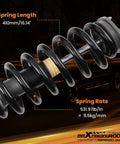 Boost Your Stance With These 2 Inch Loaded Front Struts For Ram 1500 2019 To 2025 showing black spring with specifications.
