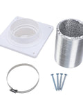 Super Cool 4 Inch Dryer Vent Connector Kit With Quick Lock Coupling And 8 Foot Flexible Foam Hose Plus Rotating Wall Plate Flange For Easy Laundry Room Or Bathroom Exhaust Setup And Lint Cleaning Maintenance, with hose, clamp, screws