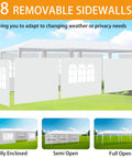 10x30 Ft Party Tent Heavy Duty Outdoor Canopy With 8 Removable Sidewalls showcasing various setup options.