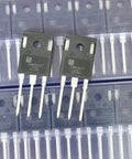 Five Pack YGW60N65F1 IGBT Chip For Welding Machines 650V 60A Replacement Beefy Power Switching Device Replaces FGH60N60SMD For Reliable Weld Power At Full Output. Five-pack black IGBT chips with long metal leads in plastic trays.