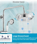 Dope Exposed Shower Faucet Set With 8 Inch Wall Mount Rainfall Head, Handheld Spray in polished chrome, bathroom view