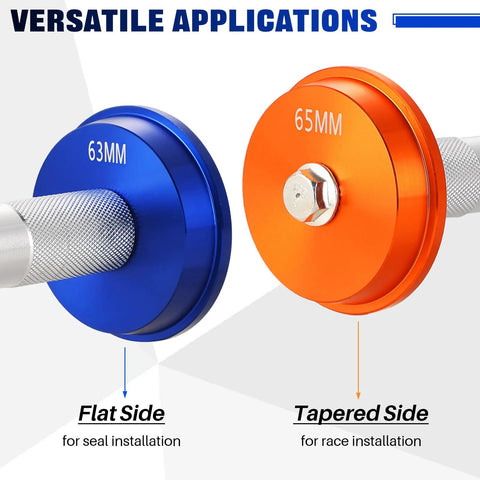 Bearing Race And Seal Driver Set 10 Piece Bearing Press Kit with 63mm and 65mm adapters for installation versatility