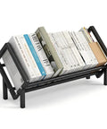 Handy Sturdy Carbon Steel Cookbook Stand For Kitchen Countertop Organizer And Recipe Book Holder with books on display
