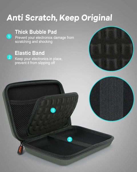 Dope Large Army Green Hard Shell Electronic Organizer Case Portable Travel Gear Bag With Carabiner Clip features thick bubble pad.