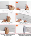 Installation steps for Universal Portable AC Window Vent Kit With 59 Inch Exhaust Hose 5.9 Inch Window Seal shown in six images
