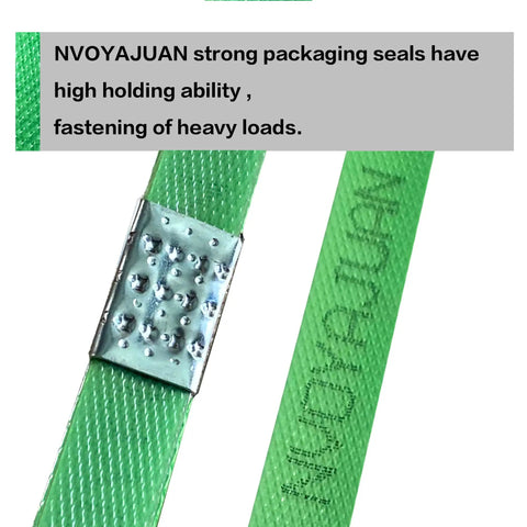 Open Dot Convex Seals For Five Eighth Inch Strapping PET PP Banding Clips Pack Of 100 with heavy-duty green strap