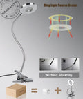 LED Clip On Reading Light With Dimmable Brightness, 3 Modes And 10 Levels, Flexible Clamp Desk Lamp assembly details