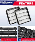 Two black plastic body-side cabin vent grilles with white filter inserts for Jeep/Dodge Ram cab vents (2 pcs)