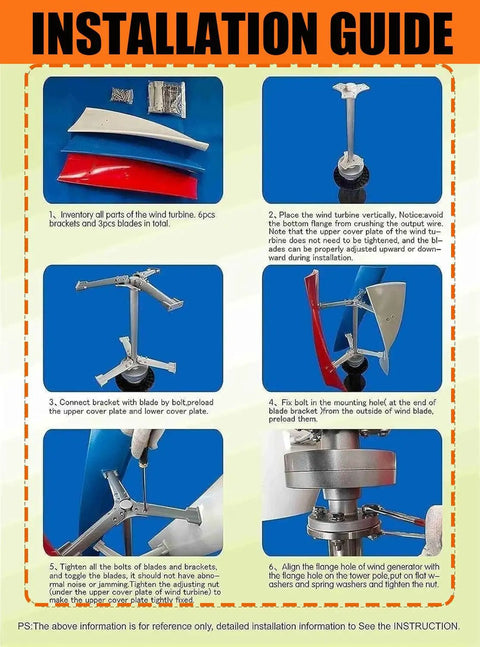 Installation guide of 8000W 24V 3-Blade Portable Vertical Wind Turbine Kit With Helix Rotor For Efficient Hybrid Power
