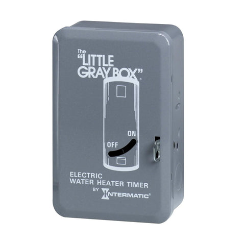 No-Nonsense Electric Water Heater Timer With Steel Case And External Override Switch, 10,000 Watts, 40 Amps, showing gray exterior