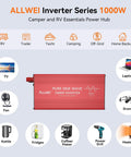 Pure Sine Wave Inverter 1000W Continuous Power With 2000W Peak, 12V DC To 110V And 120V AC Converter for RV and Home Use