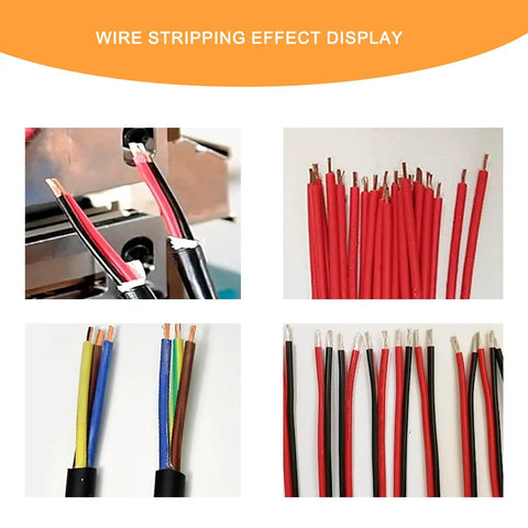 Wire stripping effect display using Heavy Duty Pneumatic Wire Stripping Machine For Automatic Cable Peeling And Cutting.