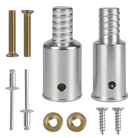 Aluminum Threaded Mop Handle End Repair Kit And Extension Pole Adapter Set Dual Pack For Broom Sticks Easy Screw On Connection Durable Silver Pole Upgrade