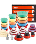 All In One Drill Polishing Kit With 24 Mixed Foam And Wool Buffing Pads 3 Backing Pads And 2 Adapters 5/8-11 Thread For Car Polishing