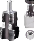 PVC Pipe Threader Kit For Electric Drill With Multiple Die Sizes Internal Thread Maker Tool For One Half Inch And Three Quarter Inch Plastic Pipes Pro Grade Rethreading Tool For Water Pipes Durable Die Set For Clean Precise Threads close-up view.