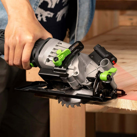 GALAX PRO 4Amp circular saw with laser guide; 4-1/2-inch blade and green adjustment levers