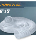 6 Inch Flexible Dust Collection Hose 5 Feet Long PVC Spiral Hose for Woodworking Shop and Garage Dust System coiled view