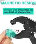 Heavy Duty Snap Fastener Tool Kit With 50 Sets Of Snaps And Rugged Pliers For Canvas Tarps Tents Awnings Clothing Leather And More Ideal For Pros And DIY Junkies showing magnetic design of pliers