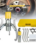 Heavy Hitter Hydraulic Gear Puller Wheel Bearing Hub Removal Kit with adjustable two or three jaws and portable case.