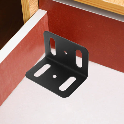 Beefy Heavy Duty L Shape Iron Corner Bracket Set 4 Pieces Right Angle Shelf Braces black metal bracket on corner wall