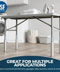 Solid Heavy Duty Galvanized Steel Table Legs For Commercial Workstations Kick Up Your Kitchen Game Six Inches With Nsf Certified Standup Support Built Different For The Daily Grind And Arrives As A Fresh Four Pack with towels and iron.